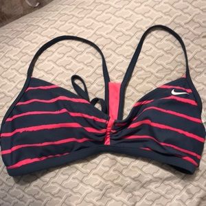 Nike NWOT pink striped racerback bikini top